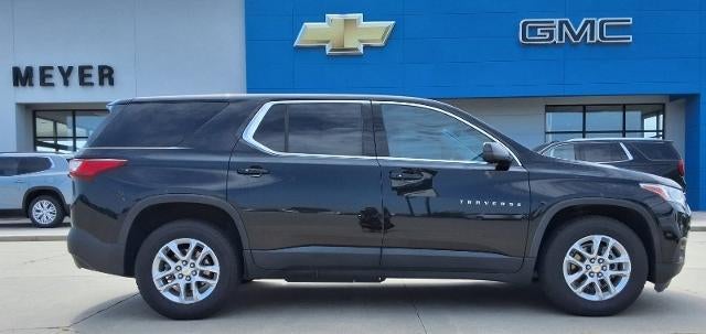 2021 Chevrolet Traverse LS in Mosaic Black Metallic — front three-quarter view